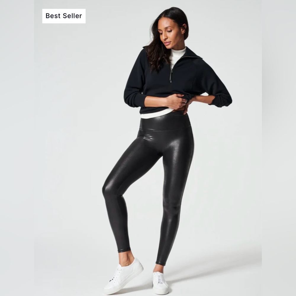 SPANX Faux Leather Leggings in Black - XL TALL